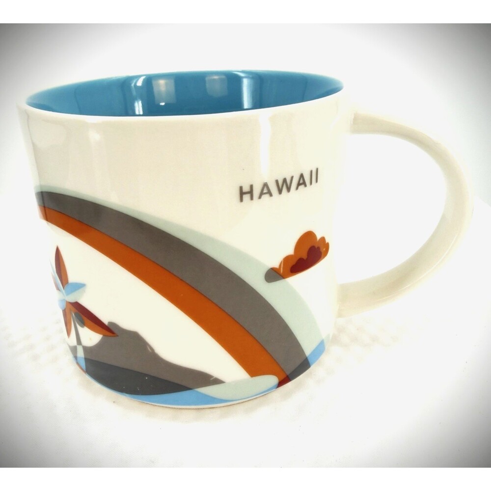Starbucks Hawaii You Are Here Collection 2017 Coffee Mug 14oz Blue Interior
